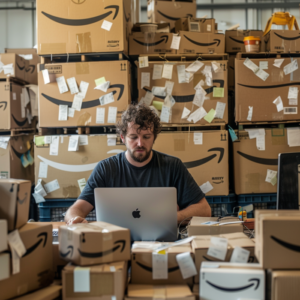 A man is working with Amazon fba