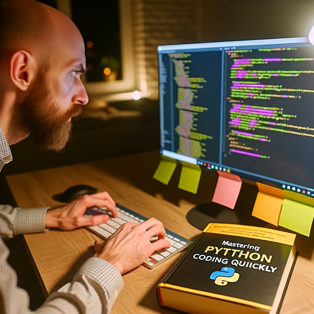A man is learning how Mastering Python Coding Quickly