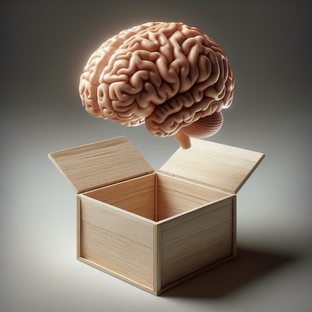 out of the box thinking. Show a brain outside a box